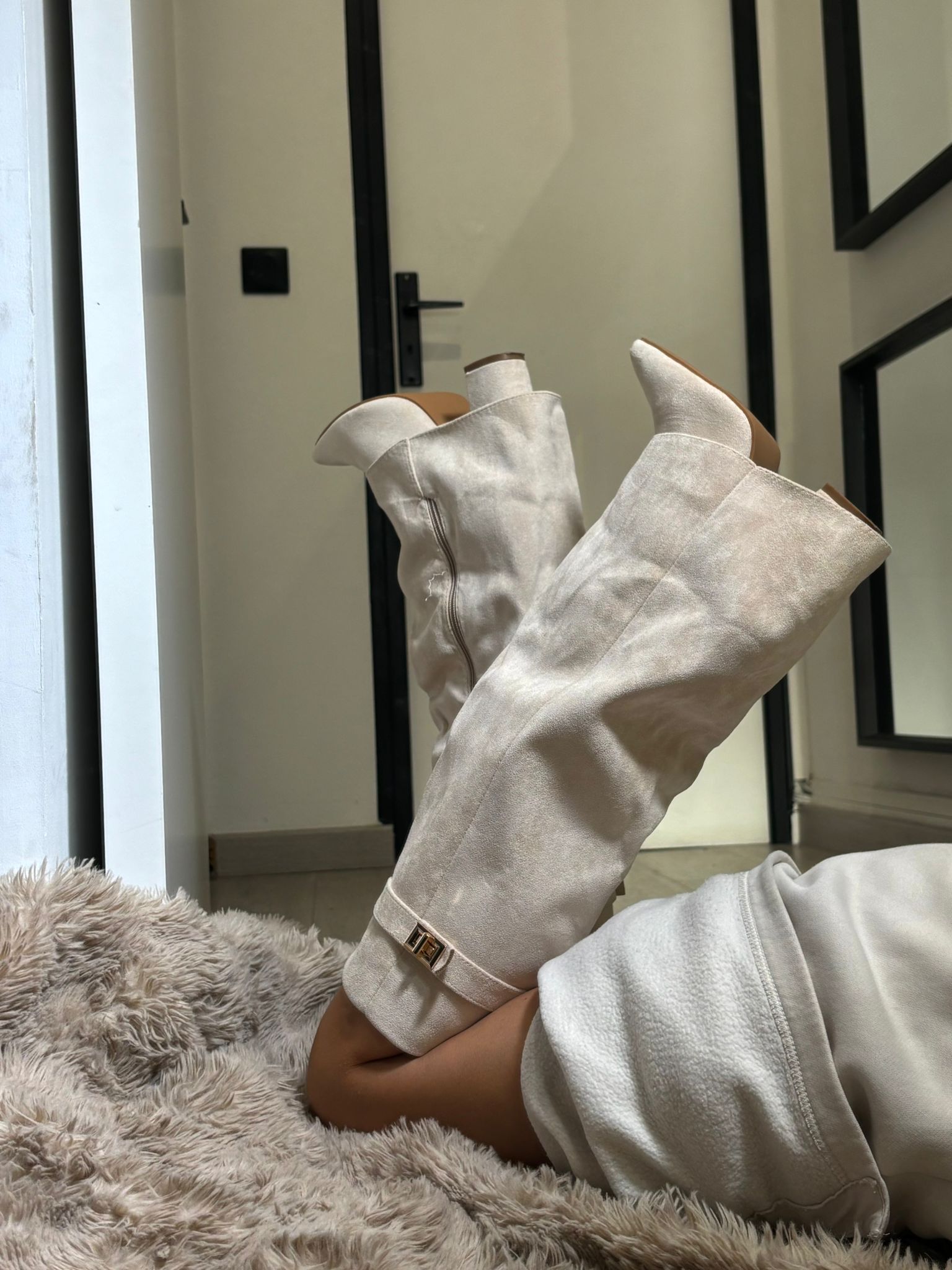 Bottines à talons beige